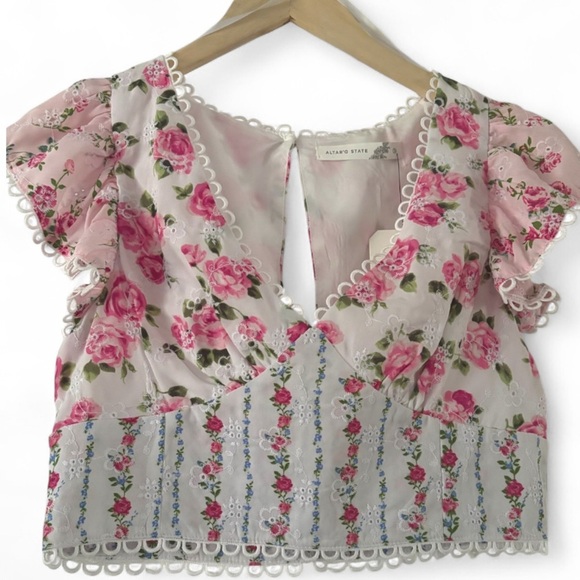Altar’d State Crop Floral Blouse NWT - Picture 2 of 6